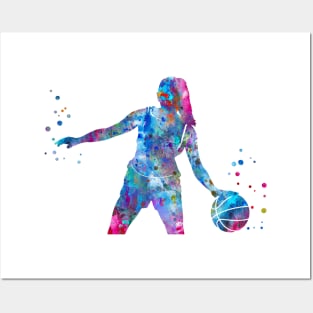 Girl Basketball Player With Ball Posters and Art